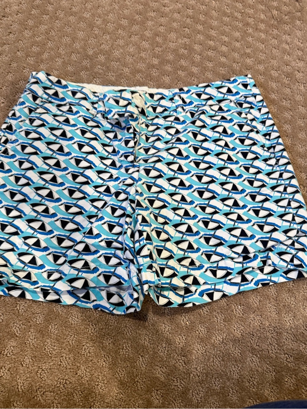 crown & ivy Blue and White Geometric Swim Trunks